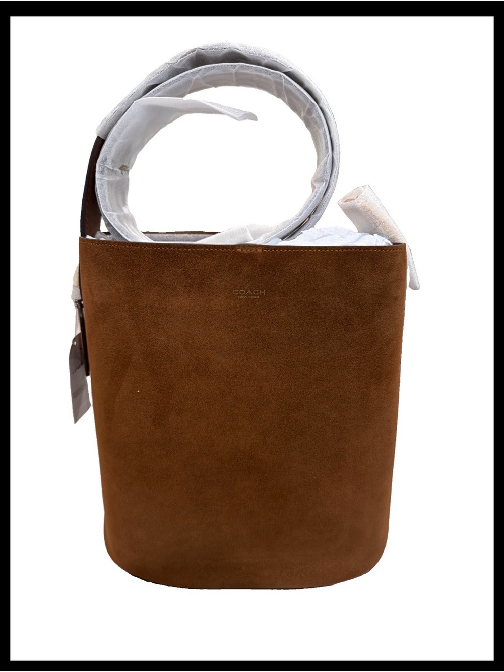 Coach Bleecker Bucket Bag CCC24 B4WBR Brass/Warm Brown Suede NWT